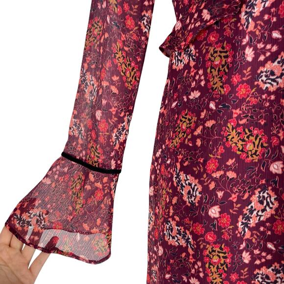 Cupcake and Cashmere Mixed Floral Printed Mini Dress Red Velvet Size 0 - Picture 6 of 12